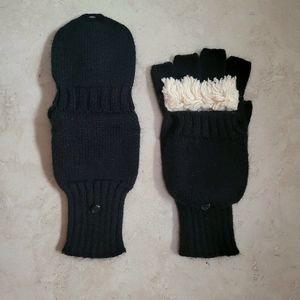 Black Fingerless Crossover Convertible Gloves